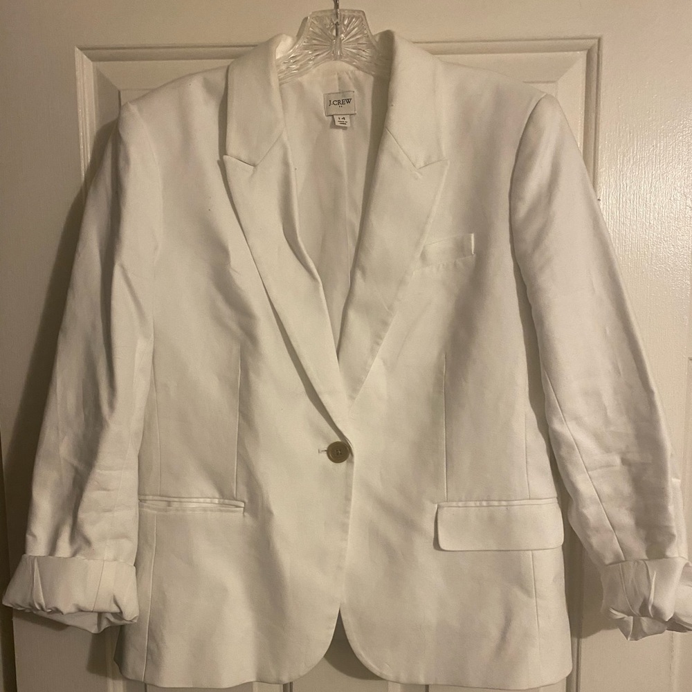 White Linen JCrew Factory Blazer